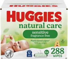 Natural Care Sensitive Baby Wipes, Unscented, Hypoallergenic, 6 Flip-Top Packs 