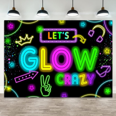 Neon Glow Party Decorations Supplies Backdrop 7X5Ft Glow in the Dark Let S Glow 