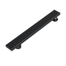 24-Inch Offset Side Outlet Linear Shower Drain with Quadrato Pattern Grate Co...