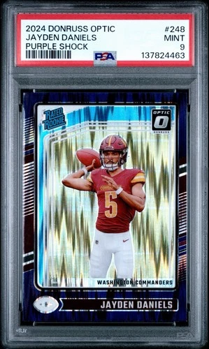 2024 Optic Jayden Daniels Purple Shock Prizm Rated Rookie#248 (RC) PSA 9 🔥