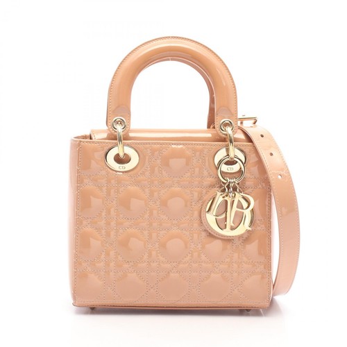 Dior Lady Dior Small Shoulder Handbag crossbody Patent leather Pink Used Women