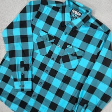 Dixxon Shirt Mens XL Blue Black Plaid Button Up Back II The Basics Flannel