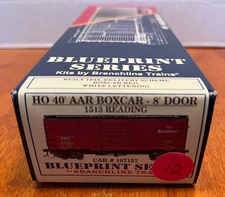 Branchline Trains BRA 1513 HO 40' AAR 8' Door Boxcar, Reading 107157 KIT