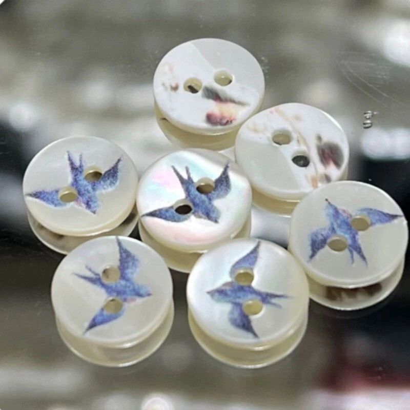 10pcs Natural Shell 2-hole Flat Button Bird Garment DIY Shirt Coat Sewing Craft - Image 4 of 4