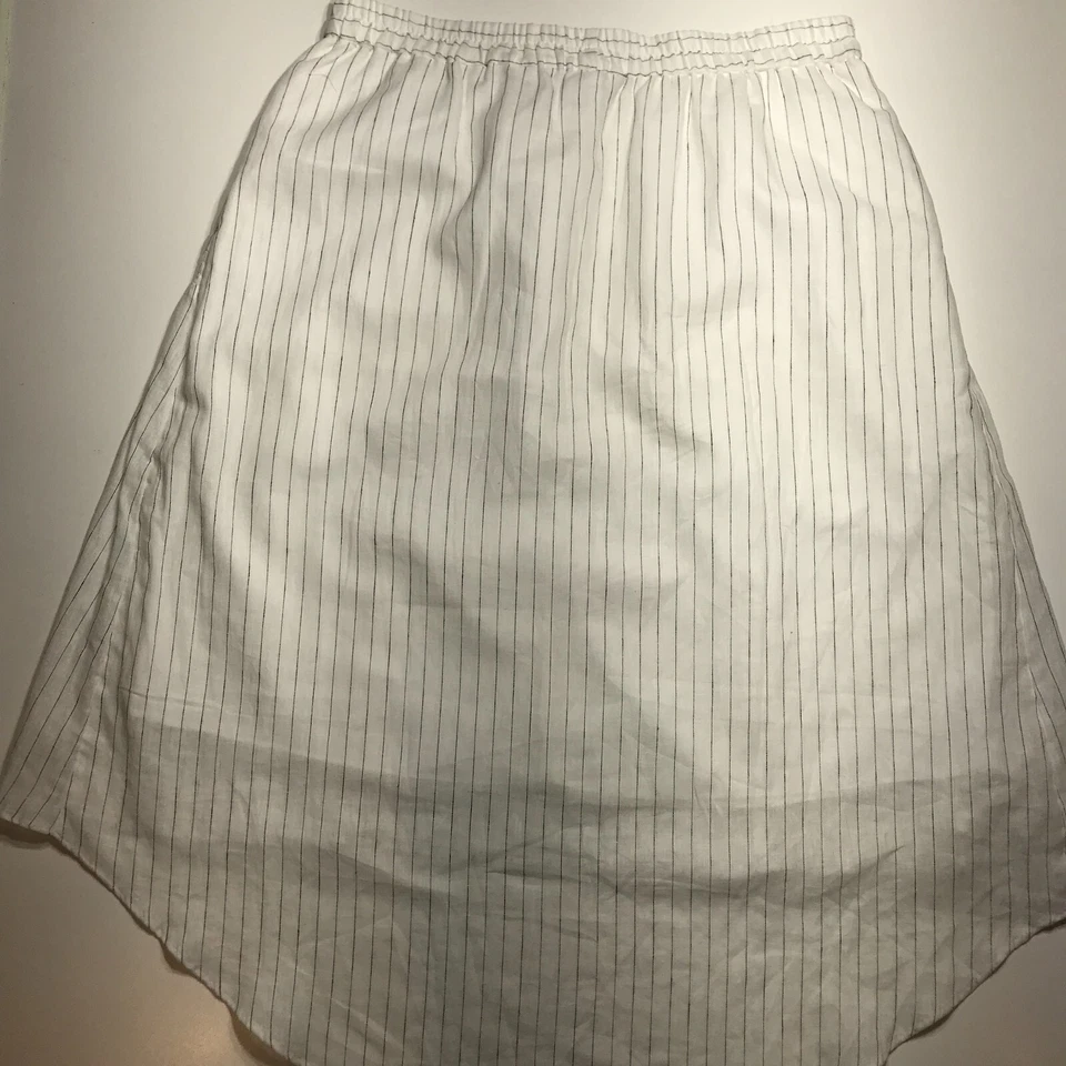 Mossimo Skirt Womens XL White Pinstripe Hi-Low Hem Linen Cotton Blend Pull On - Image 2 of 4
