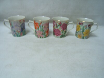 Lenox Flower Blossom Collection 4 Mugs Iris Daffodil Rose Day Lily Suzanne Clee