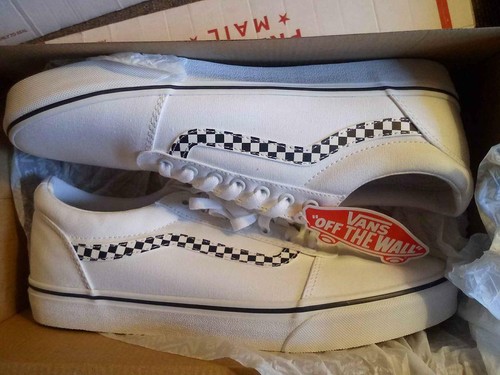lace up vans checkered
