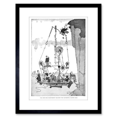 Heath Robinson Maschine Sammeln Osterei Gerahmter Kunstdruck 9x7 Zoll