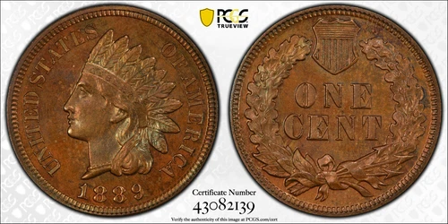 1889 PCGS PR65BN CAC Brown Indian Cent Proof Strike