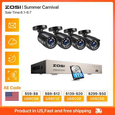 8CH 1080P CCTV System 5MP Lite Video DVR with 2/4/6/8pcs 2MP Wired Security Cam 