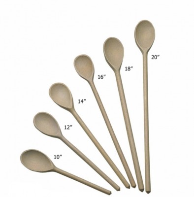 12 X WOODEN COOKING SPOONS 10'', 12'', 14'', 16'', 18'' & 20'' OPTIONS CATERING PACK