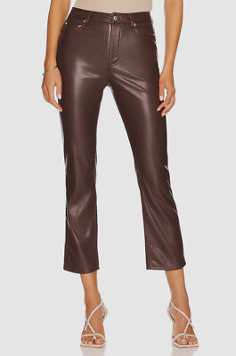 $375 Jonathan Simkhai Women's Brown River Vegan Leather Pants Size 10