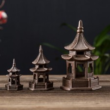 Mini Pagode Statue Micro Paysage Ornements Céramique Hexagone Pavillon Décor