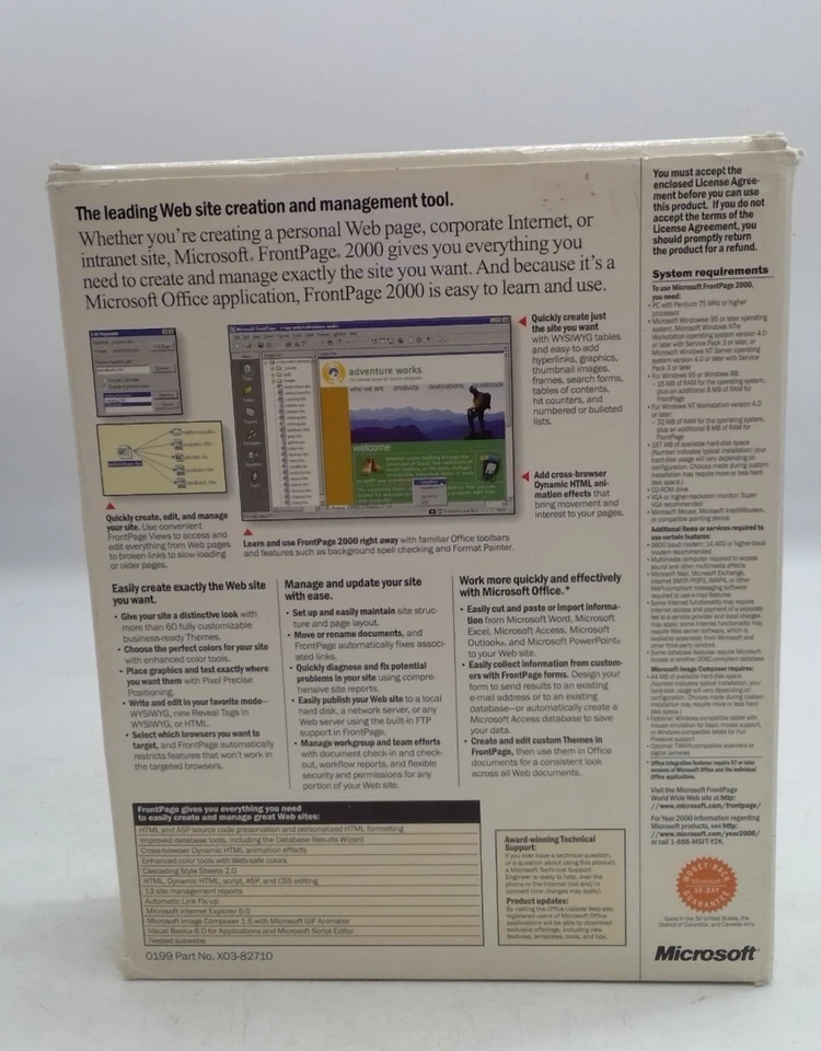 Vtg Microsoft Office Front Page 2000 in Original Retail Big Box COMPLETE w/Key - Image 4 of 4