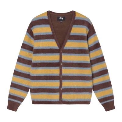 21AW STUSSY HORIZONTAL STRIPE CARDIGAN