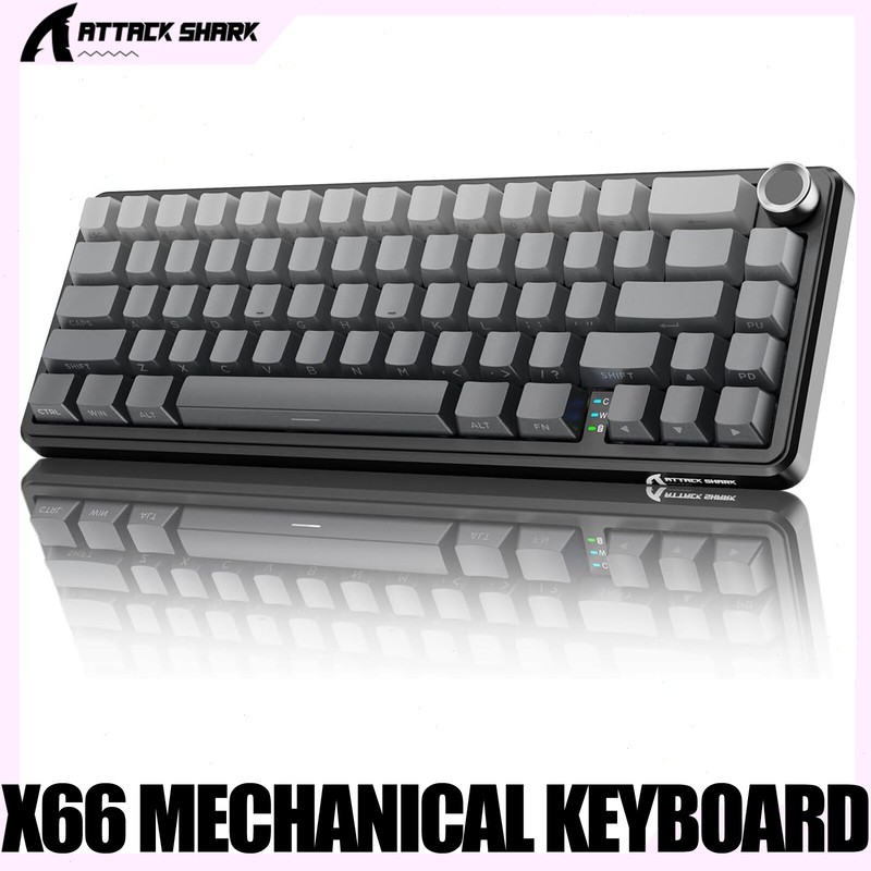 ATTACK SHARK X66 Wireless Mechanical Keyboard with Side Printed PBT Keycaps