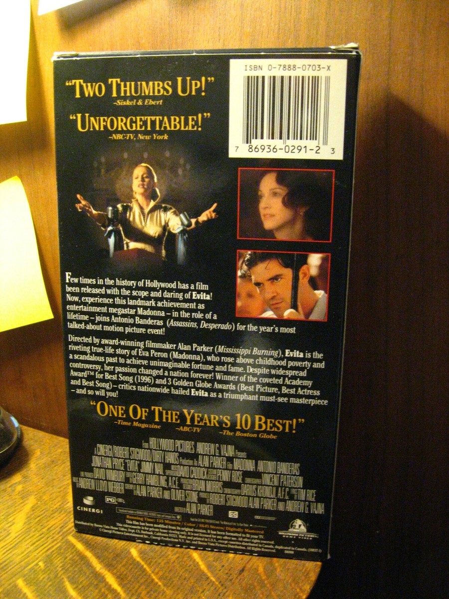 Evita (VHS, 1997) Video Movie - Vintage Eva Peron Madonna Antonio