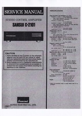 Service Manual-Anleitung für Sansui C-2101 