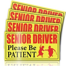 4 Pack Reflective Elderly Driver Magnets Please Be Patient Sign Bumper Sticker