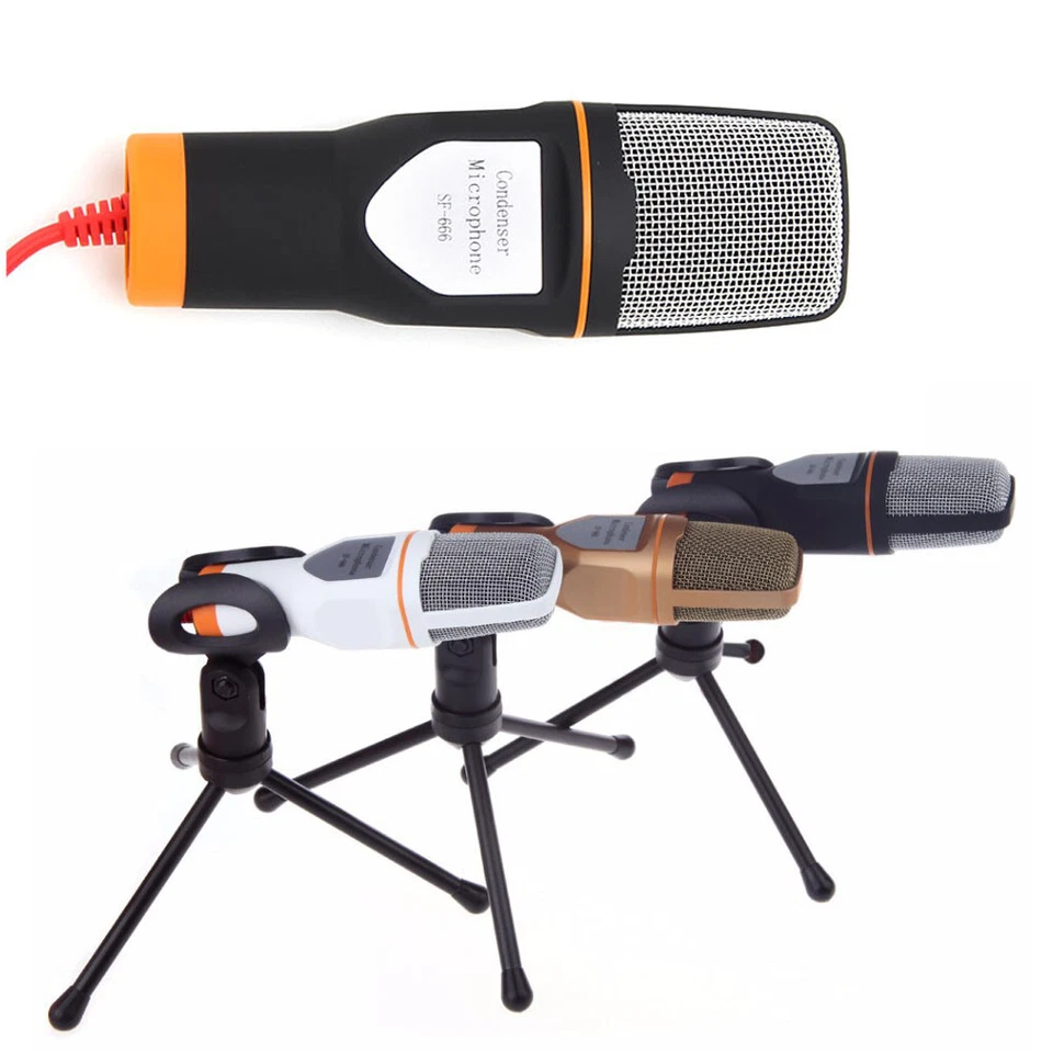 3.5mm Condenser Microphone Desktop Tripod Audio Recording Computer Phone Mic - Image 4 of 4
