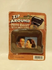 Vintage 80s 1989 Zip Around Photo Brown Wallet With Key Ring J.S.N.Y 4.25"x3.5"