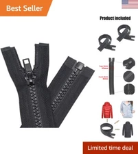 2 Pack of 28 Inch Separating Jacket Zippers - Black Molded Plastic Zippers