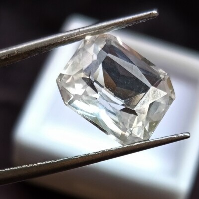 Certified Natural Emerald Cut 9.80 Ct White Sapphire Rare Loose Gemstone