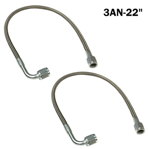 2Pcs 3 AN 12"-60" Stainless Braided TFE Brake Line Straight x 90° -3 Brake Hose - Foto 12 di 16