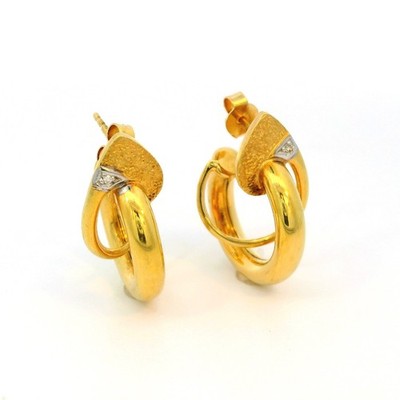 Goldohrringe, Halbcreolen mit Brillant, Gelbgold 585 14 KT