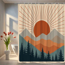 Mountain Sunset Shower Curtain - Rustic Nature Decor