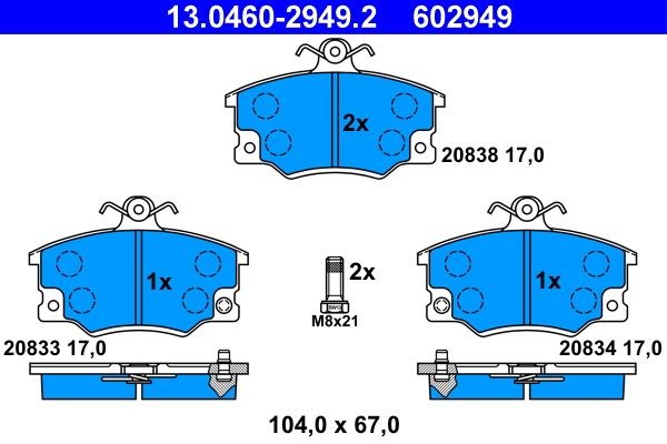 ATE Bremsbelagsatz, Scheibenbremse 13.0460-2949.2 FüR Alfa Romeo Fiat Lancia-image