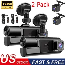 Car Dual Lens Dash Cam 1080P HD Front/Rear/Inside Video Recorder Camera G-sensor