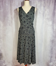 ADRIANNA by Adrianna Papell Sleeveless A-Line Dress Black & White Medallion 8 P