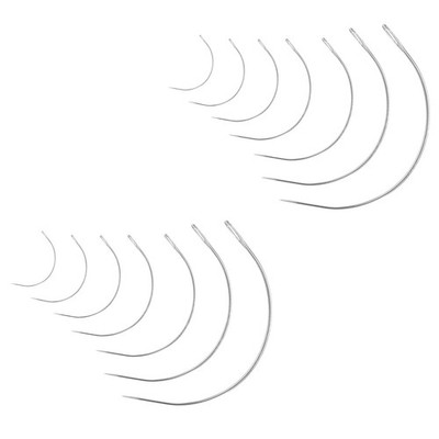 14PCS Curved Needles Sewing 7 Sizes C-Type Weaving Upholstery Needle Silver 