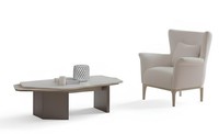 Wohnzimmer-Set Sessel Couchtisch Weiß Farbe Moderner Stil Holzplatte