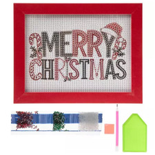 FRAMED DIAMOND DOT/ART KITS unfinished -HOBBY LOBBY- "Merry Christmas"