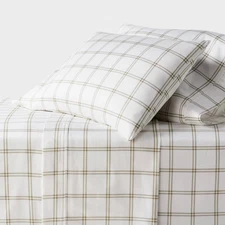 King 400 Thread Count Performance Sheet Set Green Plaid - Threshold