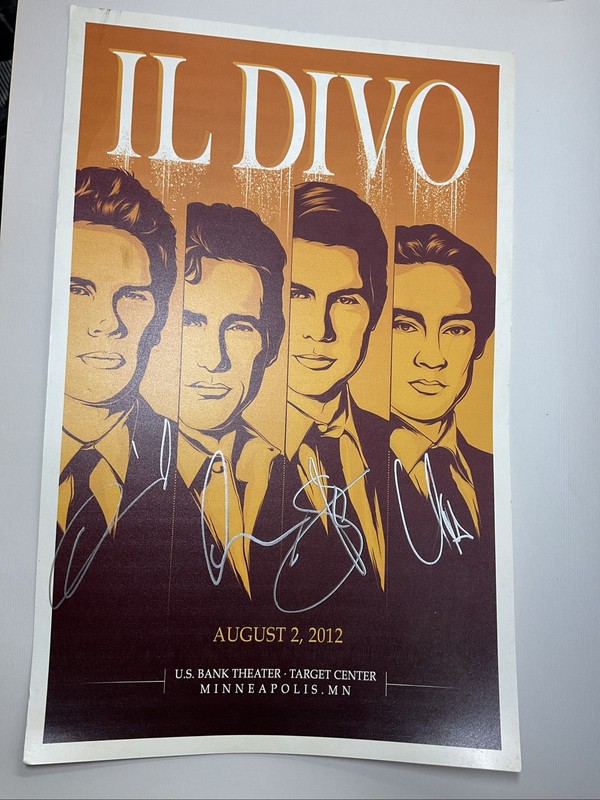 Il Divo - Very Rare Concert Tour Poster - 2012 - Signed by all 4 members!!