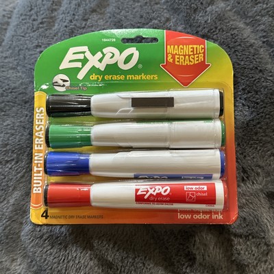 EXPO Chisel Tip Magnetic Dry Erase Marker Assorted (4/PK) New Low Odor Ink