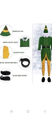5-teiliges/Set Buddy the Elf Kostüm Herren Weihnachten Elfe Kostüm Cosplay komplettes Set Kostüm