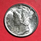 1945 Choice Uncirculated US Mercury SILVER Dime "Philadelphia" Mint! Old Coin!