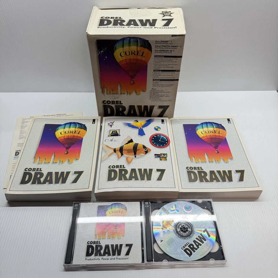 Corel DRAW 7 + PINTURA FOTOGRÁFICA 7 + DREAM 3D 7 Actualización - Caja Grande Usada Foto 2 de 4