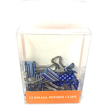 CVS 12 Small Binder Clips Blue Unique Design School Office 3/4  X 1  Long