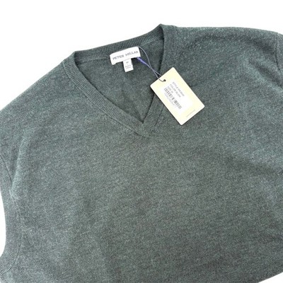 Peter Millar Autumn Crest V Neck Vest Mens M Merino Wool Lyocell Balsam Green