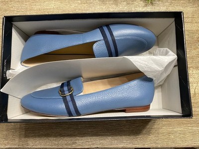 Talbots Women's Size 7 1/2 Blue leather D-ring loafers never worn- original box