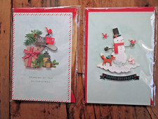 Lot Hallmark Signature 3D Merry Christmas HOLIDAY Cards Snowman Distance Mailbox