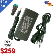 50 Pack Led Driver 12V Power Supply Adapter 5A 60W for 3D Print 5630 LED Strip