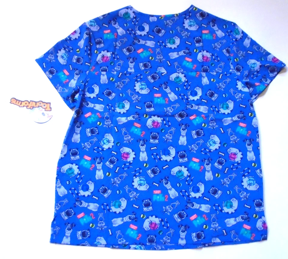 NWT Secret Life of Pets 2 Pullover V Neck Scrubs Polyester Spandex Unisex Large - Image 4 of 4