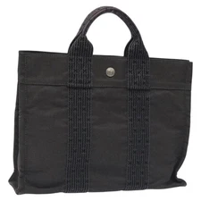 HERMES Her Line PM Backpack Canvas Gray Silver Auth 129003