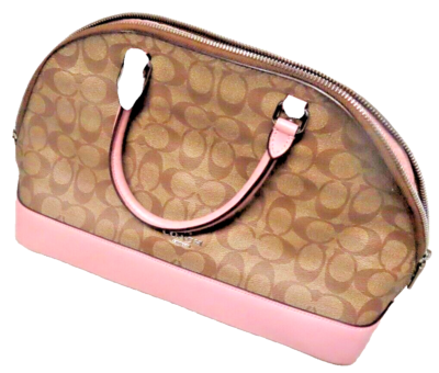 Brown and pink Coach handbag medium size preowned | eBay